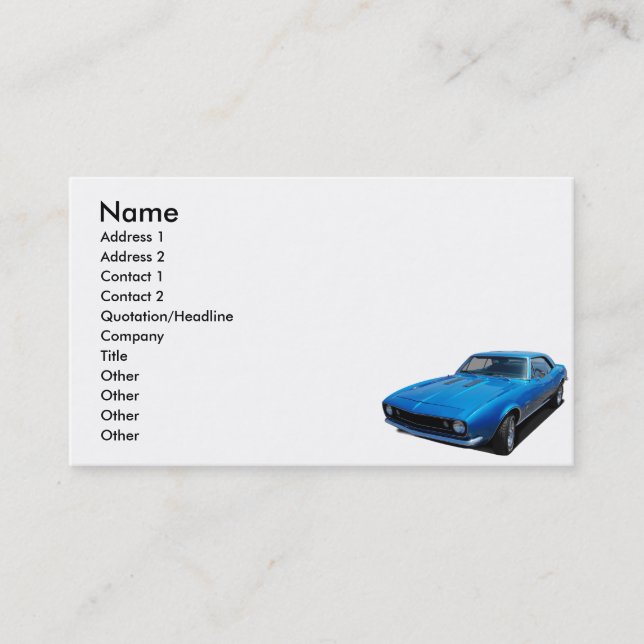 1967 classic car business card (Front)