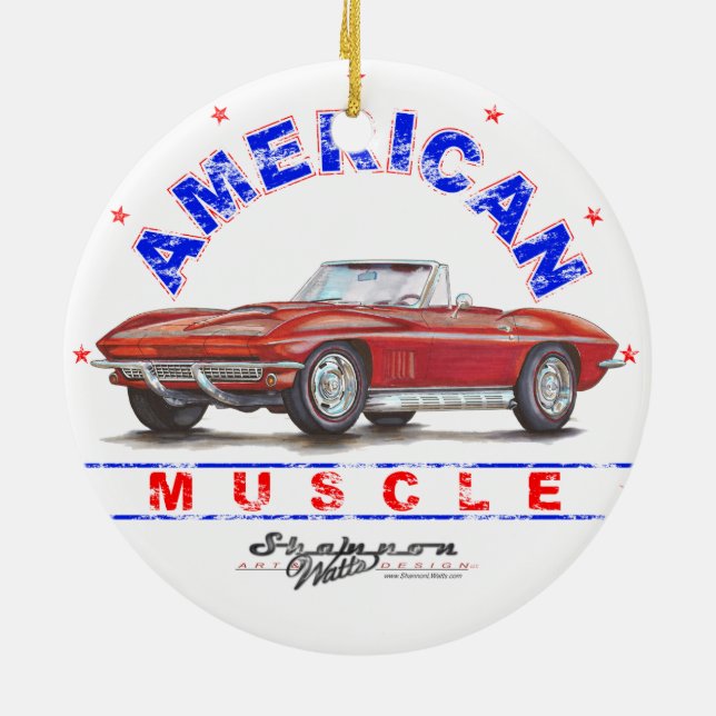 1967 Corvette American Muscle Christmas Ornament (Back)