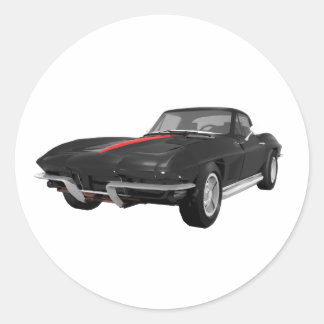 1967 Corvette Sports Car: Black Finish: Classic Round Sticker
