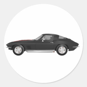 1967 Corvette Sports Car: Black Finish: Classic Round Sticker