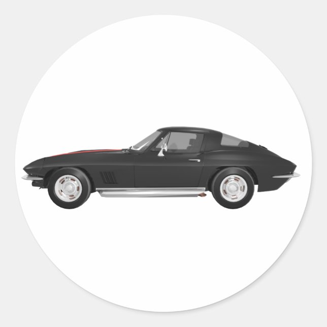 1967 Corvette Sports Car: Black Finish: Classic Round Sticker (Front)