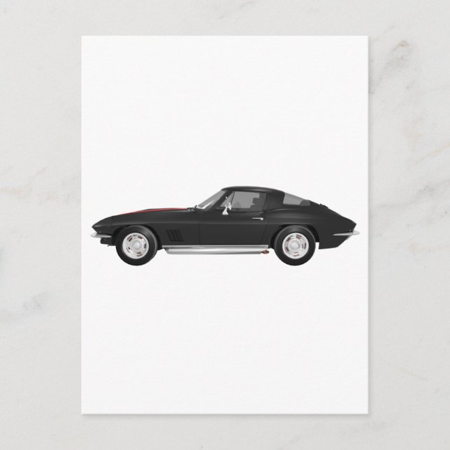 1967 Corvette Sports Car: Black Finish: Postcard (Front)