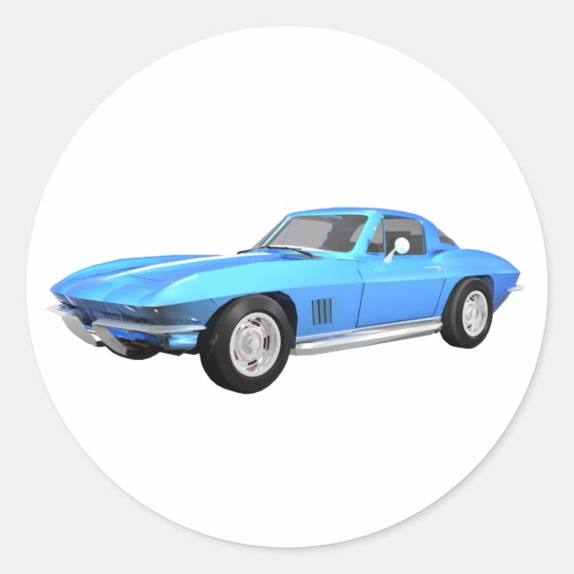 1967 Corvette Sports Car: Blue Finish: Classic Round Sticker (Front)