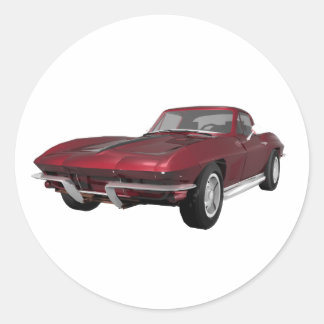 1967 Corvette: Sports Car: Candy Apple Finish: Classic Round Sticker