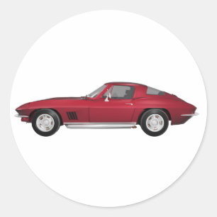 1967 Corvette: Sports Car: Candy Apple Finish: Classic Round Sticker