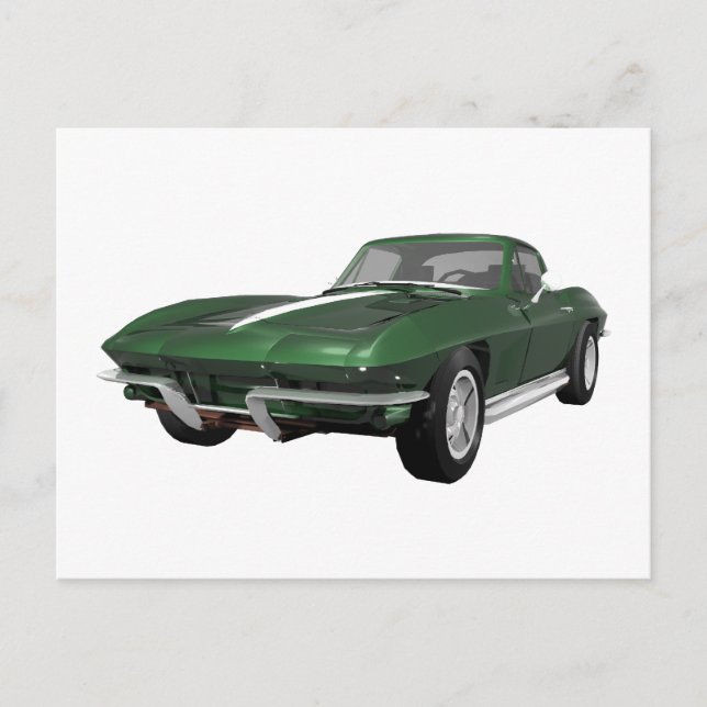 1967 Corvette Sports Car: Green Finish: Postcard (Front)