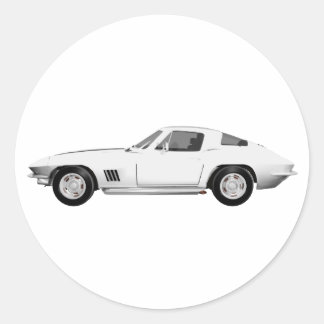 1967 Corvette Sports Car: White Finish: Classic Round Sticker