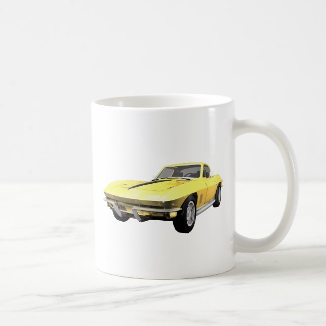 1967 Corvette Sports Car: Yellow Finish Coffee Mug (Right)