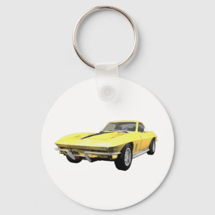 1967 Corvette Sports Car: Yellow Finish Key Ring
