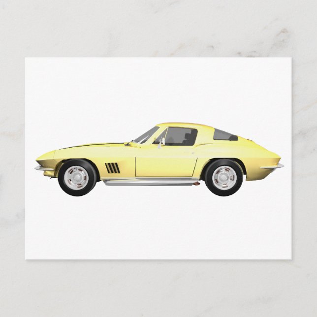 1967 Corvette Sports Car: Yellow Finish Postcard (Front)