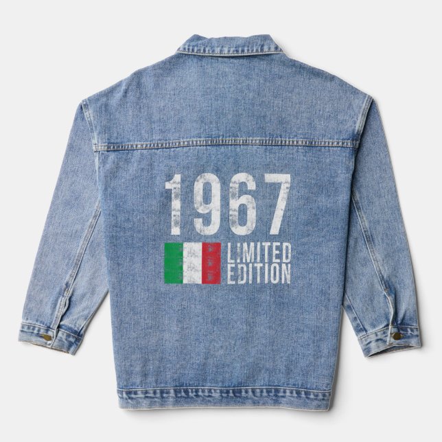 1967 Limited Edition Italy with Flag Birthday  Denim Jacket (Back)