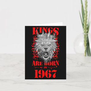 1967 Lion Born King Crown Birthday Quote Card