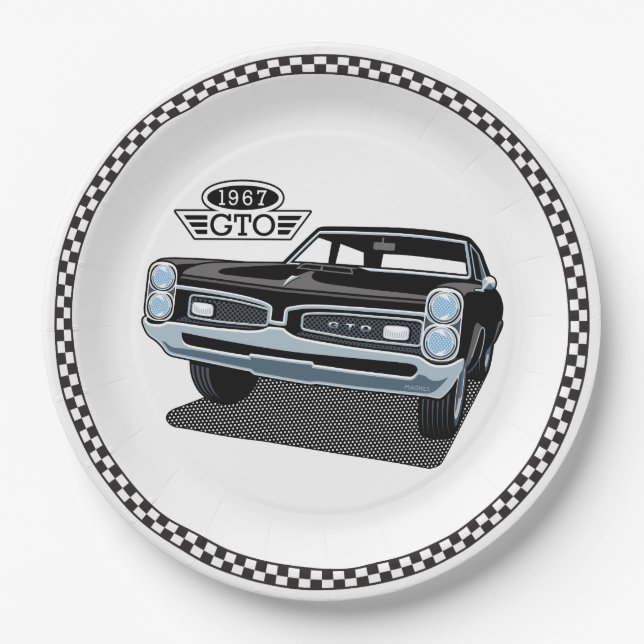 1967 Pontiac GTO Black Paper Plate (Front)