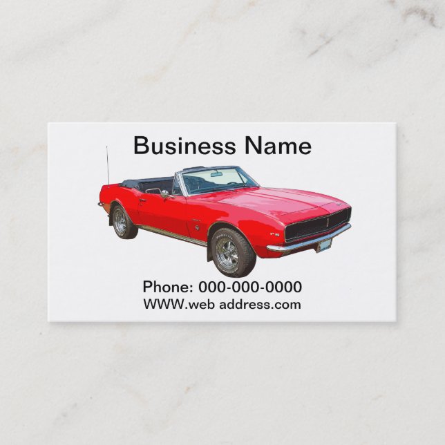 1967 red convertible Camaro Muscle Car. Business Card (Front)