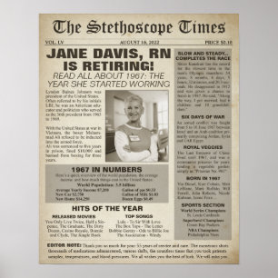 1967 Stethoscope Times for Nurse Retirement Party Poster