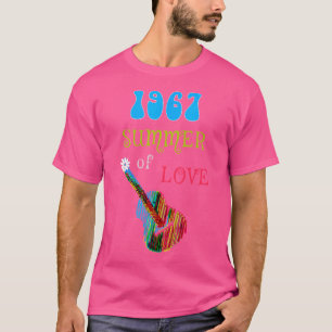 1967 Summer Of Love Hippie Sketch Guitar T-Shirt
