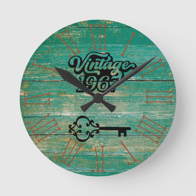 1967 Vintage old wood Round Clock (Front)