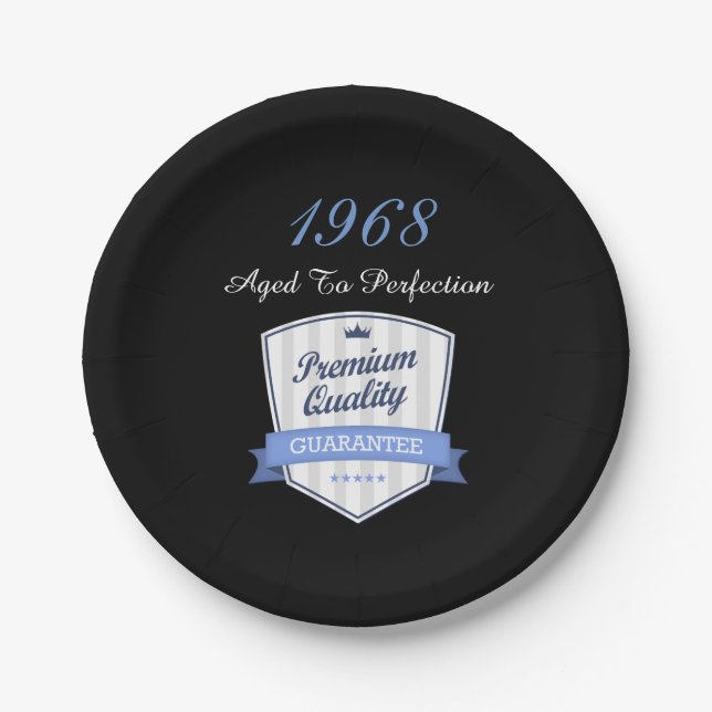 1968 50th Year Born Award Gift Him or Her Custom Paper Plate (Front)