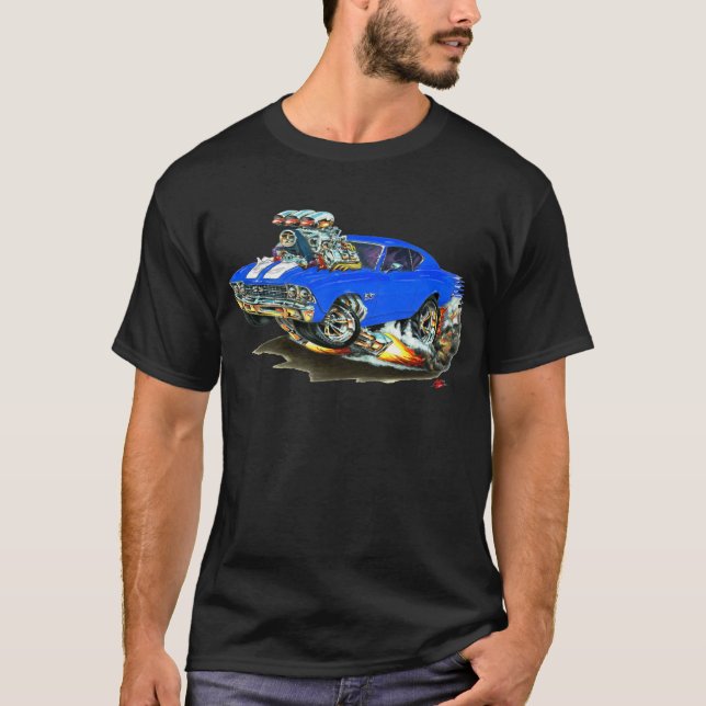 1968-69 Chevelle Blue White Car T-Shirt (Front)