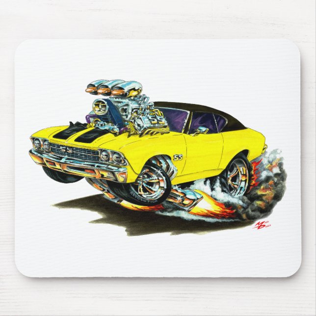 1968-69 Chevelle Yellow-Black Top Car Mouse Mat (Front)