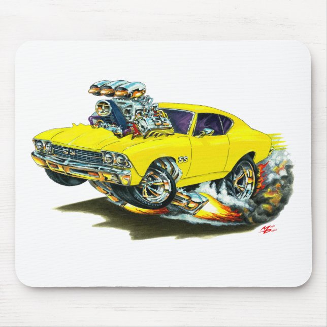 1968-69 Chevelle Yellow Car Mouse Mat (Front)