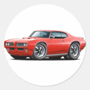 1968-69 GTO Red Car Classic Round Sticker