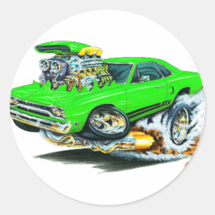 1968-69 Plymouth GTX Lime Car Classic Round Sticker