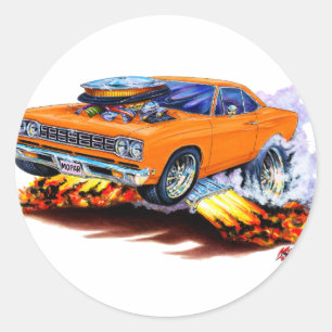 1968-69 Roadrunner Orange Car Classic Round Sticker