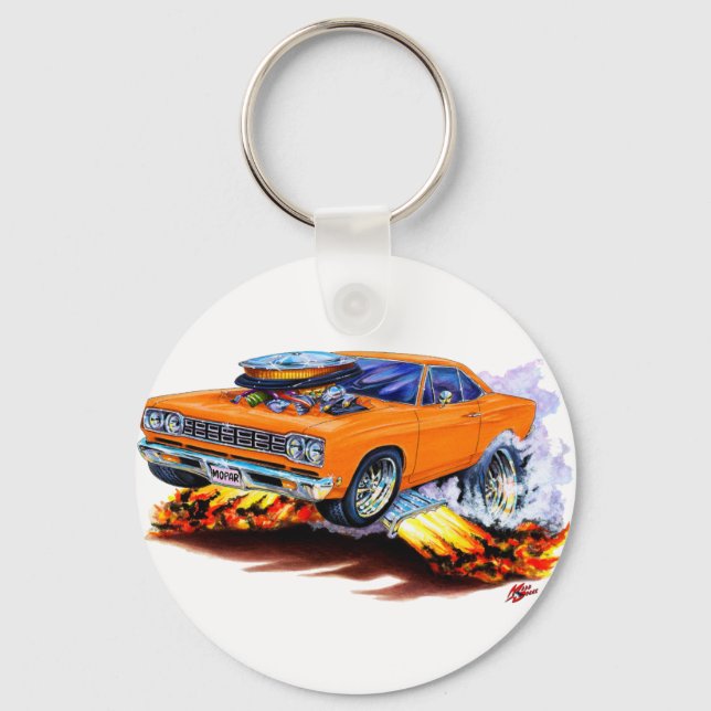1968-69 Roadrunner Orange Car Key Ring (Front)
