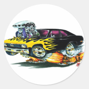 1968-70 Nova Black Flames Classic Round Sticker