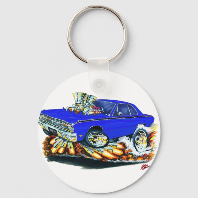 1968-71 Dodge Dart Blue Car Key Ring (Front)