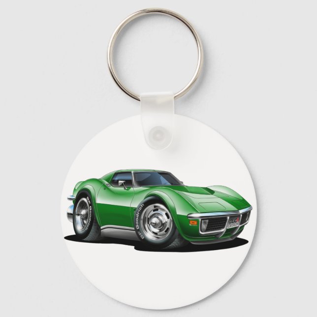 1968-72 Corvette Green Car Key Ring (Front)