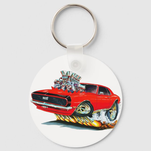 1968 Camaro Red-Black Car Key Ring (Front)