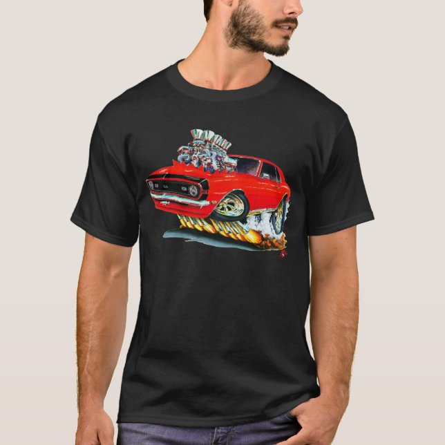 1968 Camaro SS Red-Black Car T-Shirt (Front)