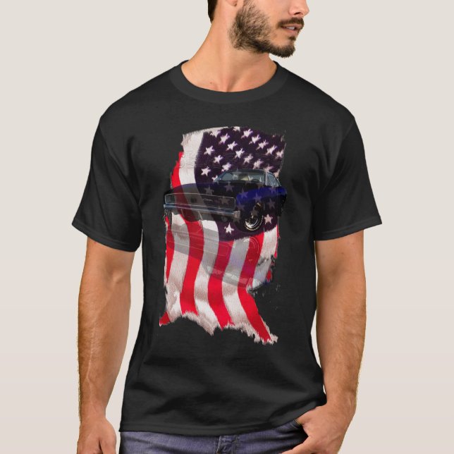 1968 Charger dodge USA flag muscle car T-Shirt (Front)