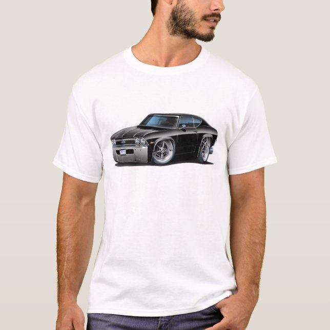1968 Chevelle Black Car T-Shirt (Front)