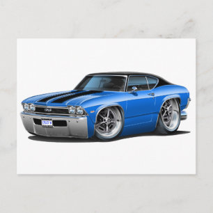 1968 Chevelle Blue-Black Stripes Postcard