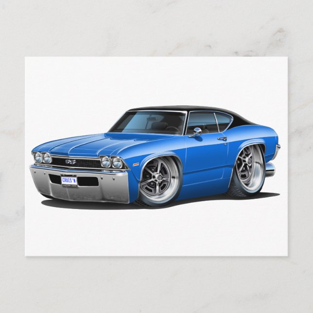 1968 Chevelle Blue-Black Top Postcard (Front)