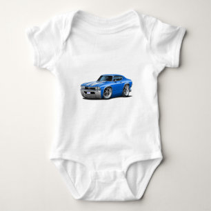 1968 Chevelle Blue-White Car Baby Bodysuit