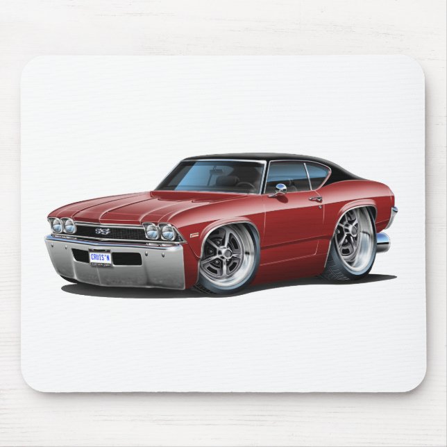 1968 Chevelle Maroon-Black Top Mouse Mat (Front)