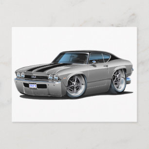 1968 Chevelle Silver-Black Stripes Postcard