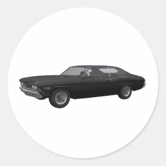 1968 Chevelle SS: Black Finish Classic Round Sticker