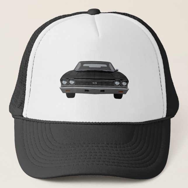 1968 Chevelle SS: Black Finish Trucker Hat (Front)
