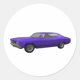 1968 Chevelle SS: Purple Finish Classic Round Sticker