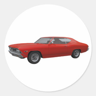 1968 Chevelle SS: Red Finish Classic Round Sticker