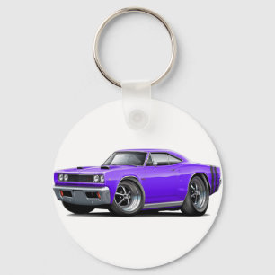 1968 Coronet RT Purple-Black Double Hood Scoop Car Key Ring