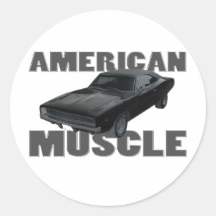 1968 dodge charger r/t american muscle classic round sticker