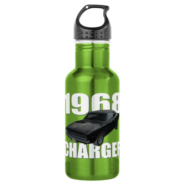 1968 dodge charger rt green 532 ml water bottle (Front)