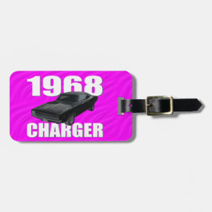 1968 dodge charger rt pink luggage tag