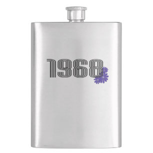 1968 Flower Power Peace Sign Hippie Purple Hip Flask